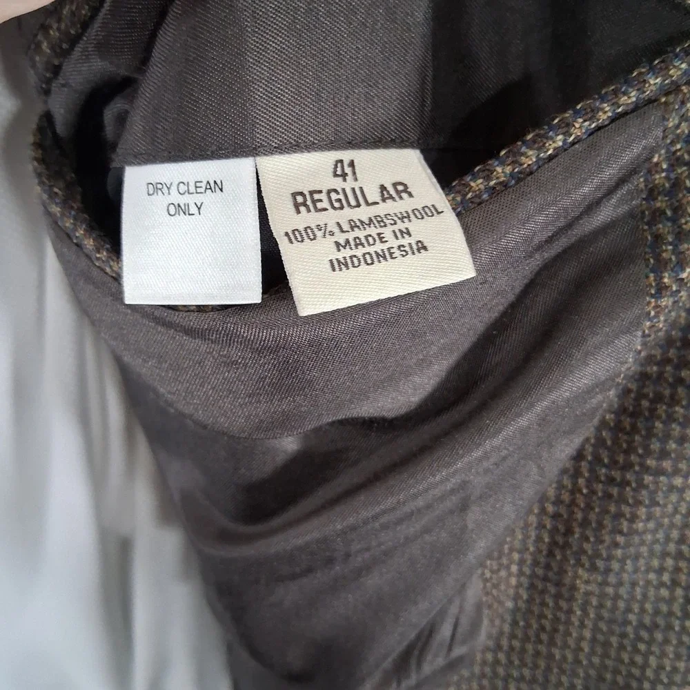 Pronto Uomo Sport Coat 41R Brown Lambswool Blazer Microcheck Ventless